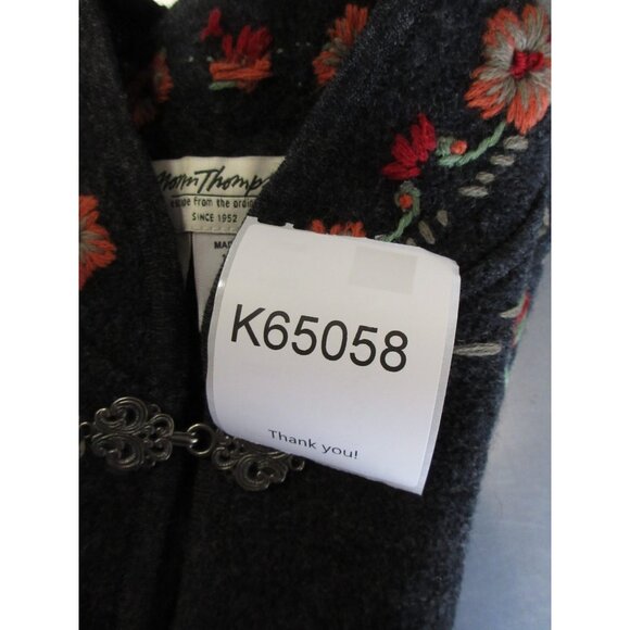 Norm Thompson Sweater Medium Wool Vest Cardigan Embroidered Toggle - Picture 10 of 10